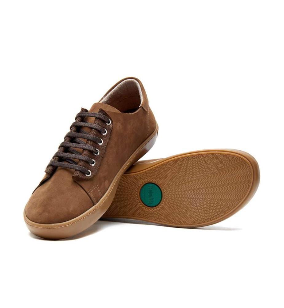 Sneakers aus Leder mit anatomisch geformtem Korkfussbett - Sand-Nubuk
