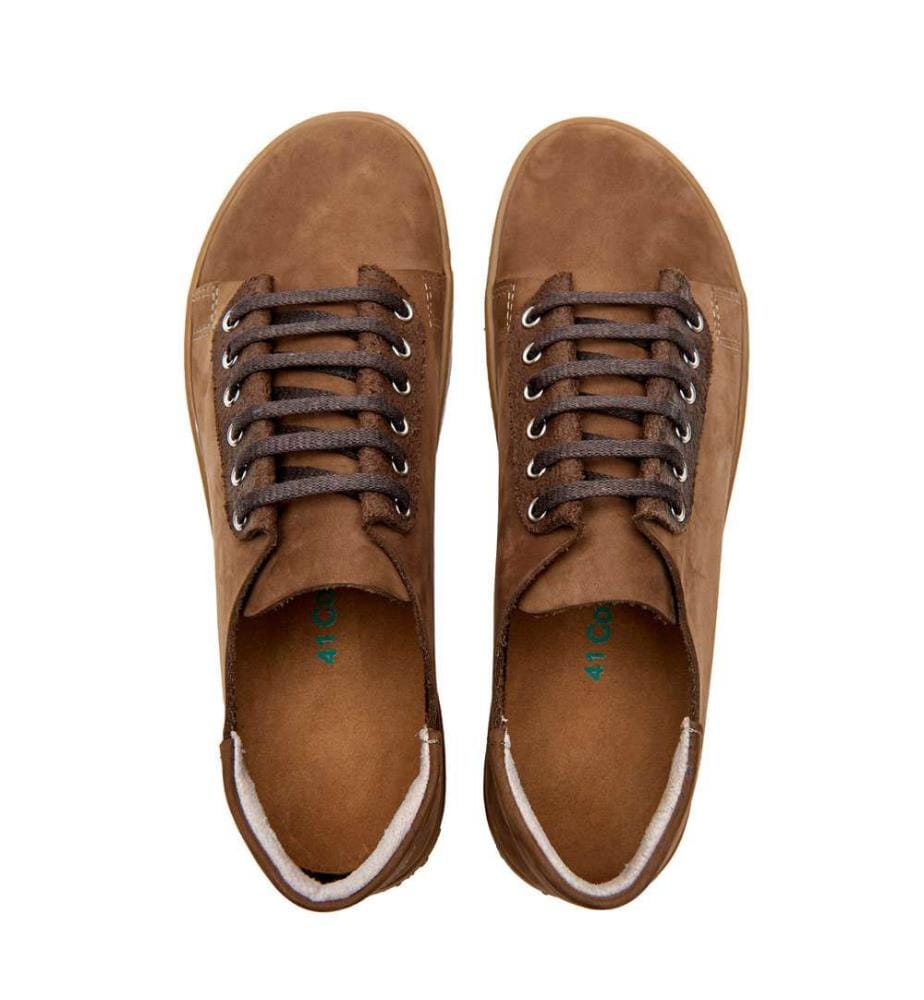 Sneakers aus Leder mit anatomisch geformtem Korkfussbett - Sand-Nubuk