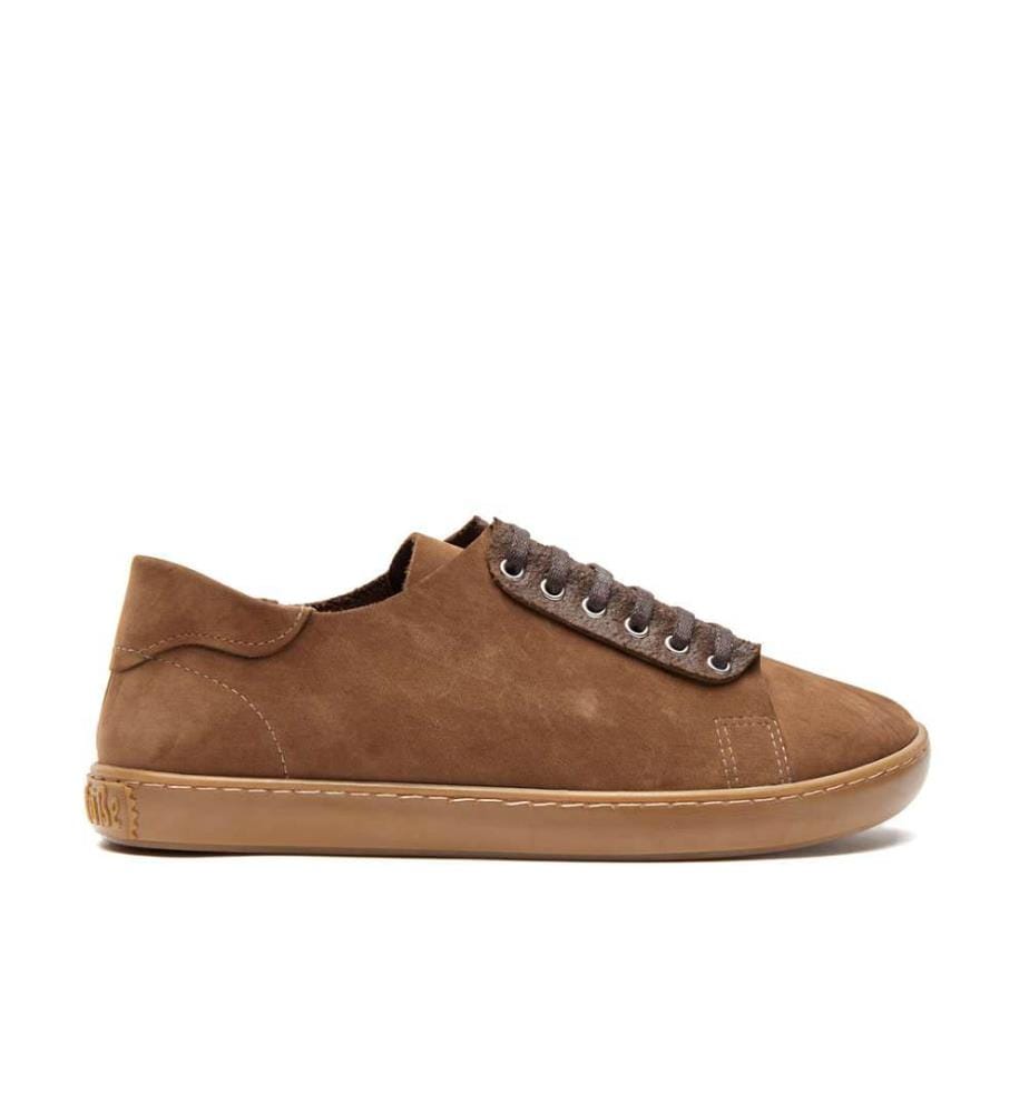 Sneakers aus Leder mit anatomisch geformtem Korkfussbett - Sand-Nubuk