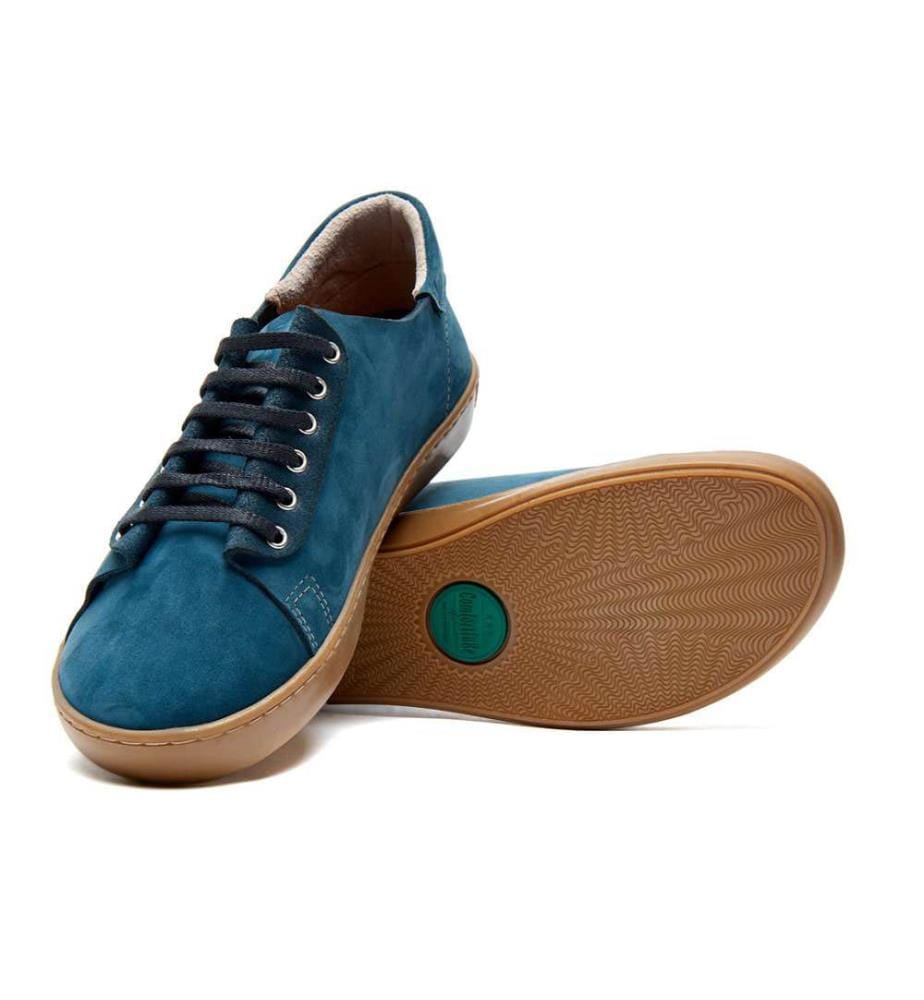 Sneakers aus Leder mit anatomisch geformtem Korkfussbett - Navy-Nubuk