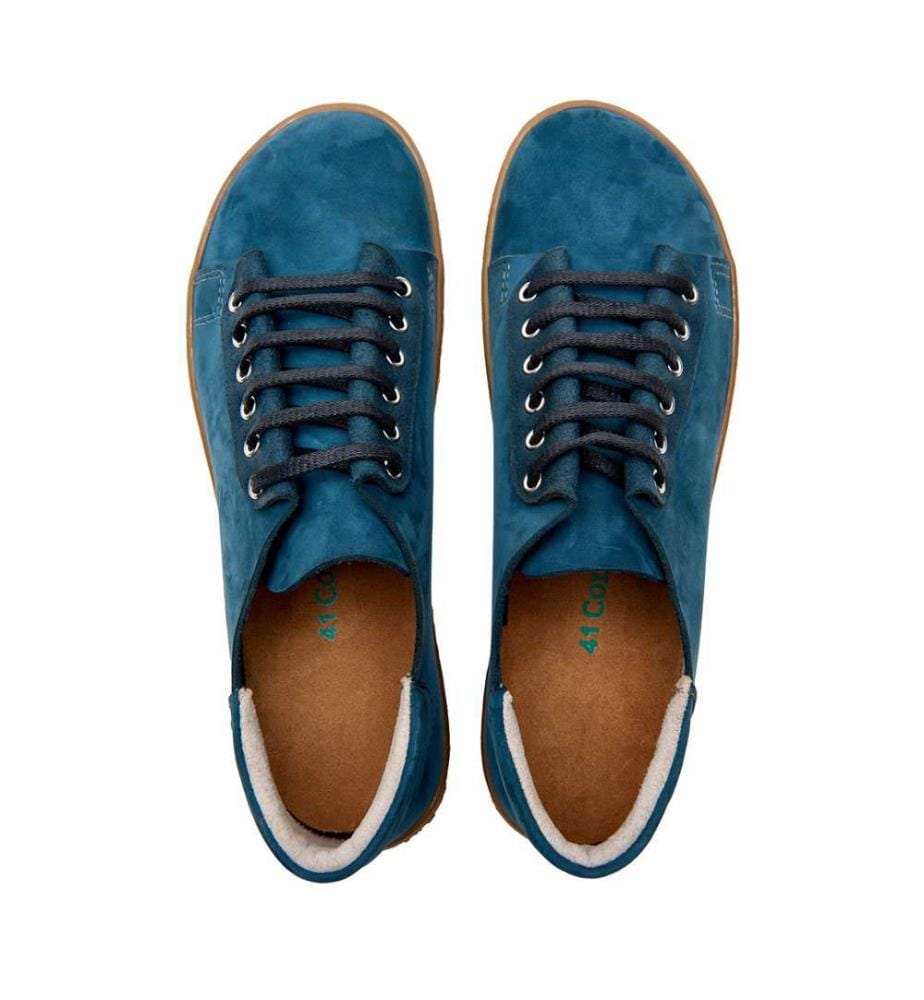 Sneakers aus Leder mit anatomisch geformtem Korkfussbett - Navy-Nubuk