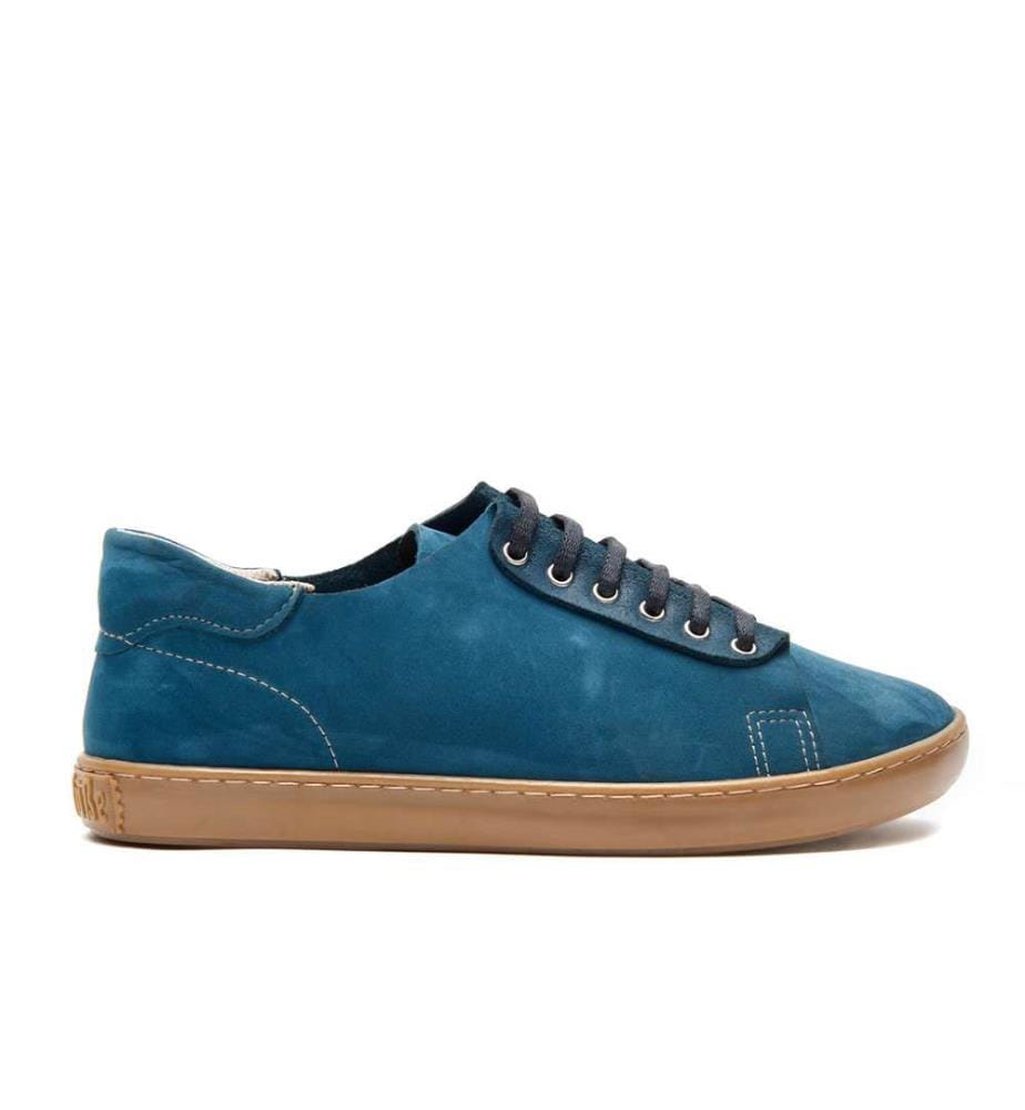 Sneakers aus Leder mit anatomisch geformtem Korkfussbett - Navy-Nubuk