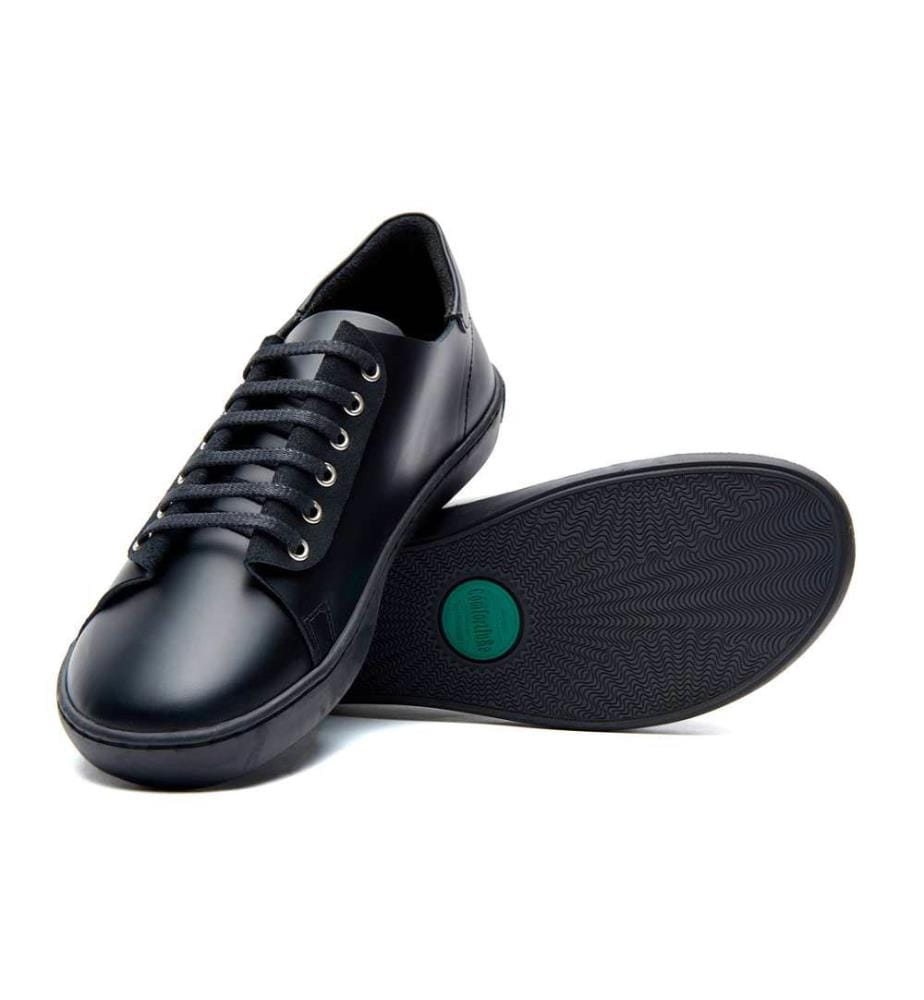 Sneakers aus Leder mit anatomisch geformtem Korkfussbett - Schwarz-Nappa