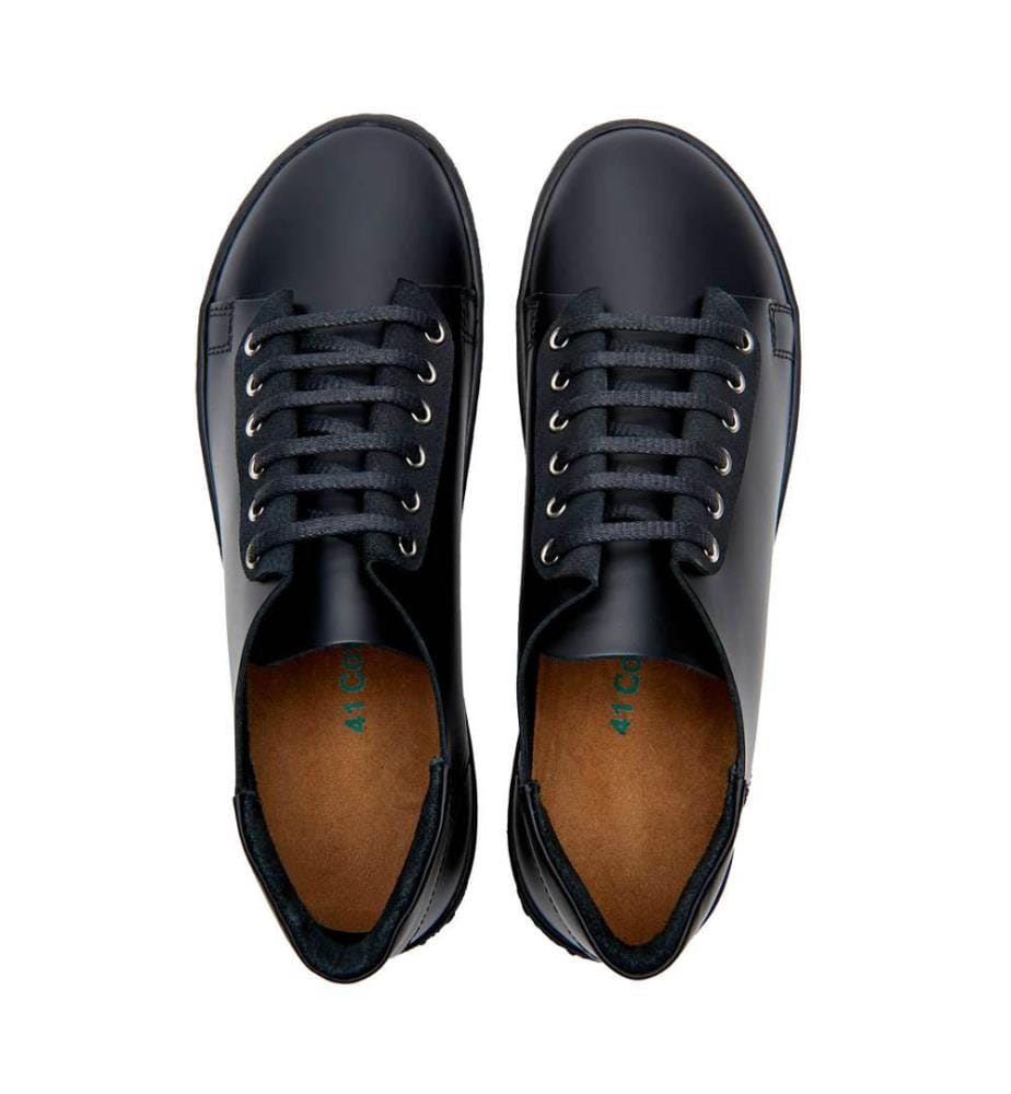 Sneakers aus Leder mit anatomisch geformtem Korkfussbett - Schwarz-Nappa