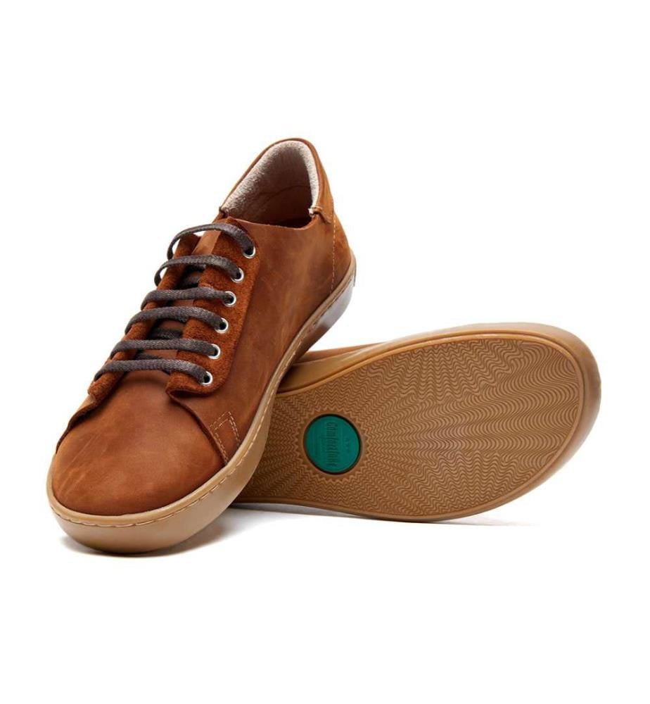 Turnschuhe aus Leder mit anatomisch geformtem Korkfussbett - Braun-Crazy