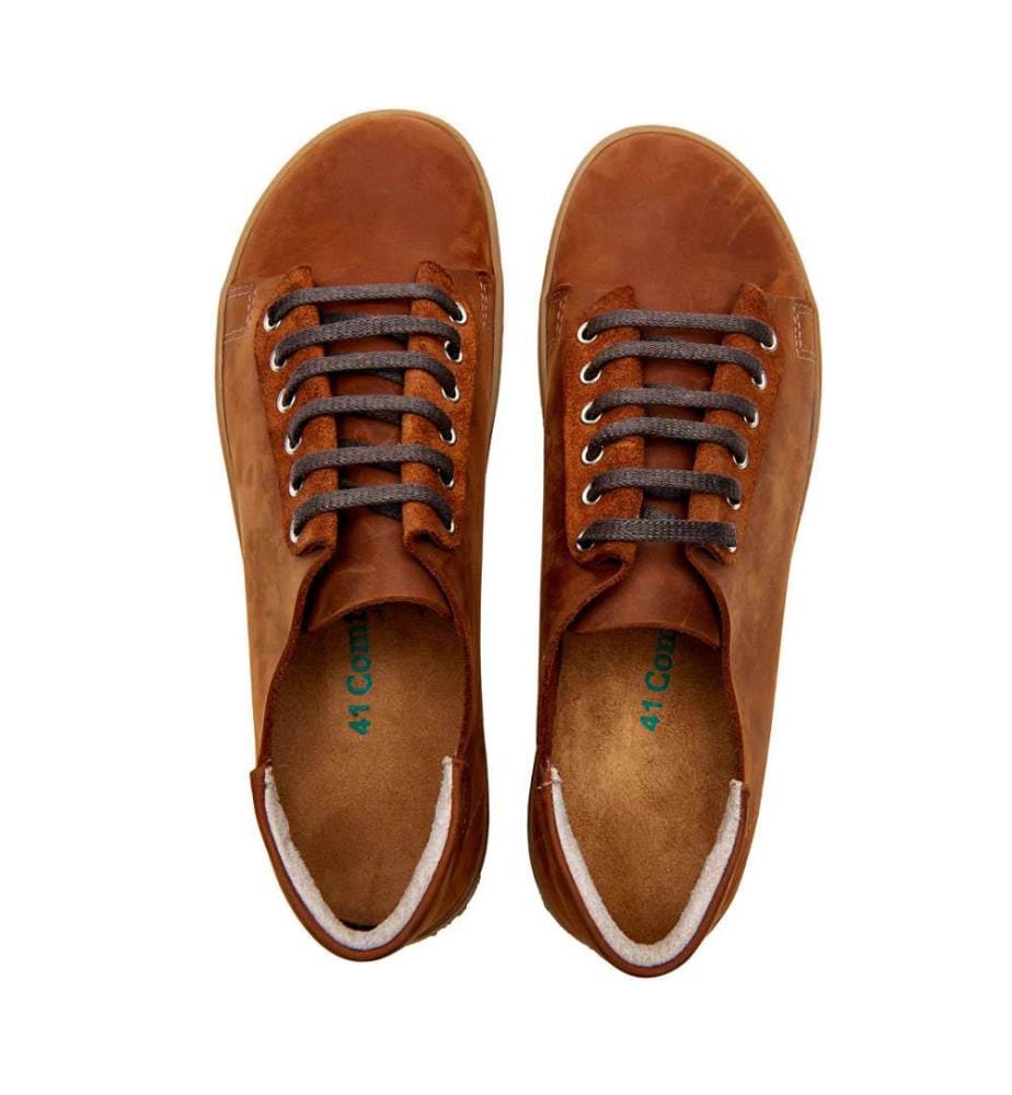 Turnschuhe aus Leder mit anatomisch geformtem Korkfussbett - Braun-Crazy