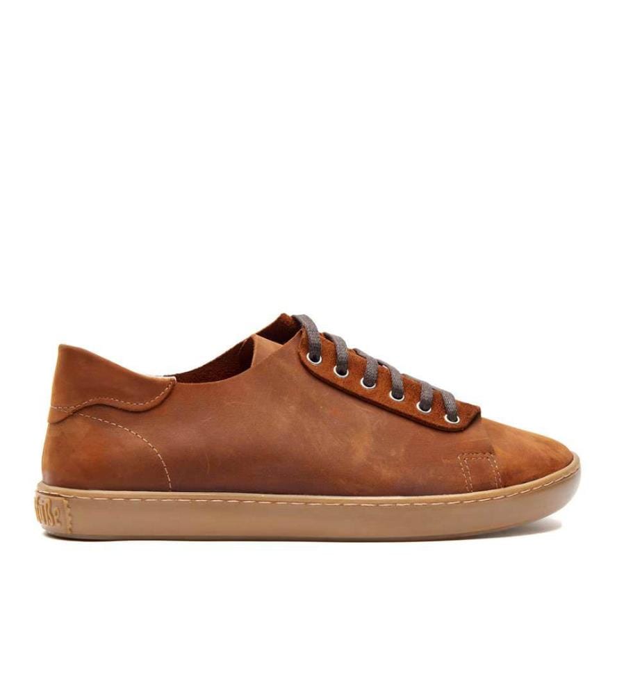 Turnschuhe aus Leder mit anatomisch geformtem Korkfussbett - Braun-Crazy