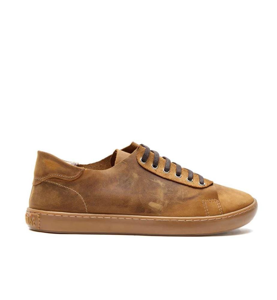 Sneakers aus Leder mit anatomisch geformtem Korkfussbett - Tan-Crazy