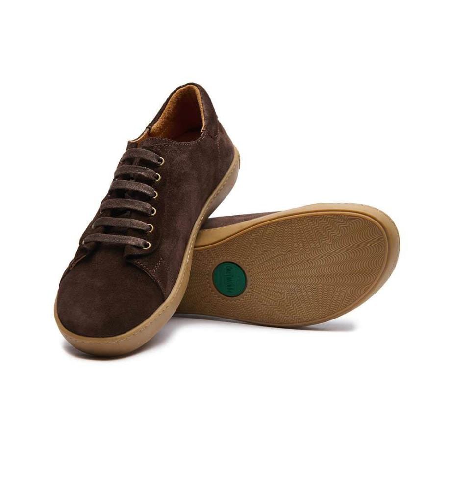 Leder-Sneakers mit anatomisch geformtem Korkfussbett - Braun-Wildleder