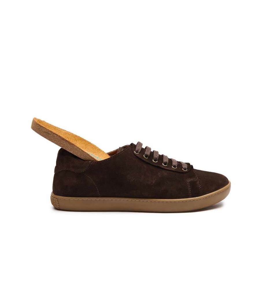 Leder-Sneakers mit anatomisch geformtem Korkfussbett - Braun-Wildleder