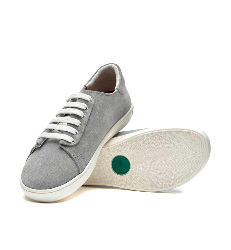 Sneakers aus Leder mit anatomisch geformtem Korkfussbett - Grau-Wildleder