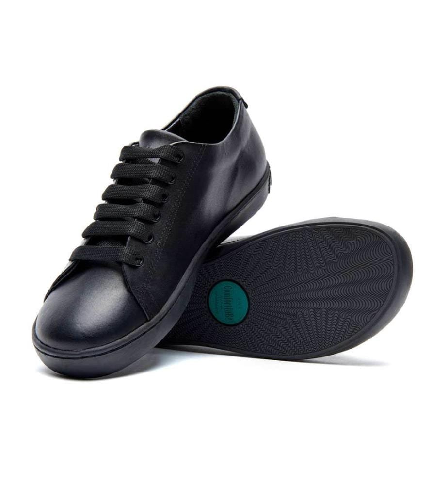 Sneakers aus Leder mit anatomisch geformtem Korkfussbett - Schwarz-Nappa