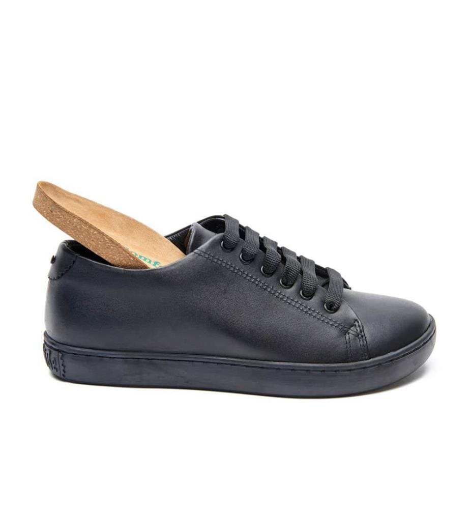 Sneakers aus Leder mit anatomisch geformtem Korkfussbett - Schwarz-Nappa