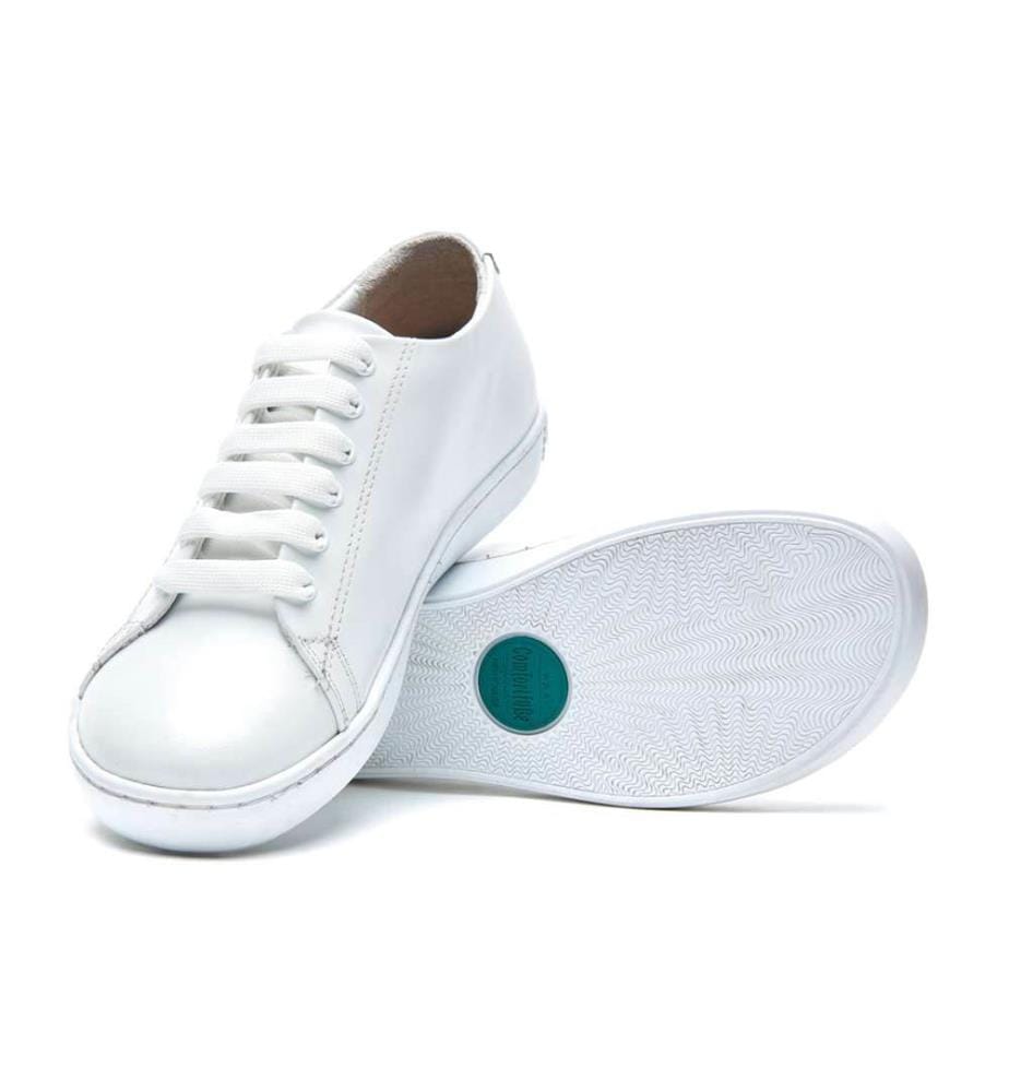 Turnschuhe aus Leder mit anatomisch geformtem Korkfussbett - Weiss