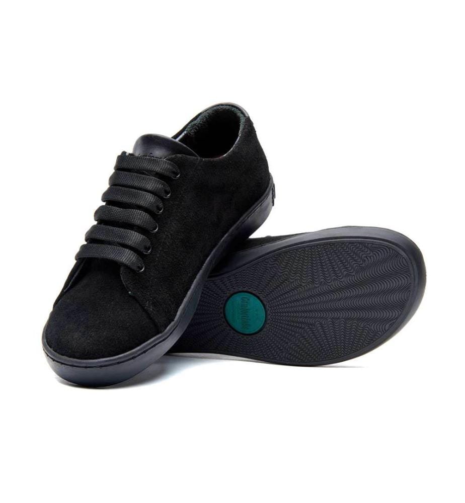 Sneakers aus Leder mit anatomisch geformtem Korkfussbett - Schwarzes Wildleder
