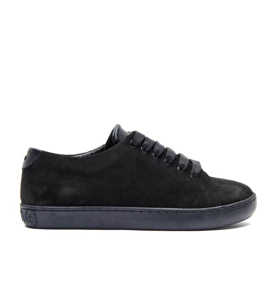 Sneakers aus Leder mit anatomisch geformtem Korkfussbett - Schwarzes Wildleder