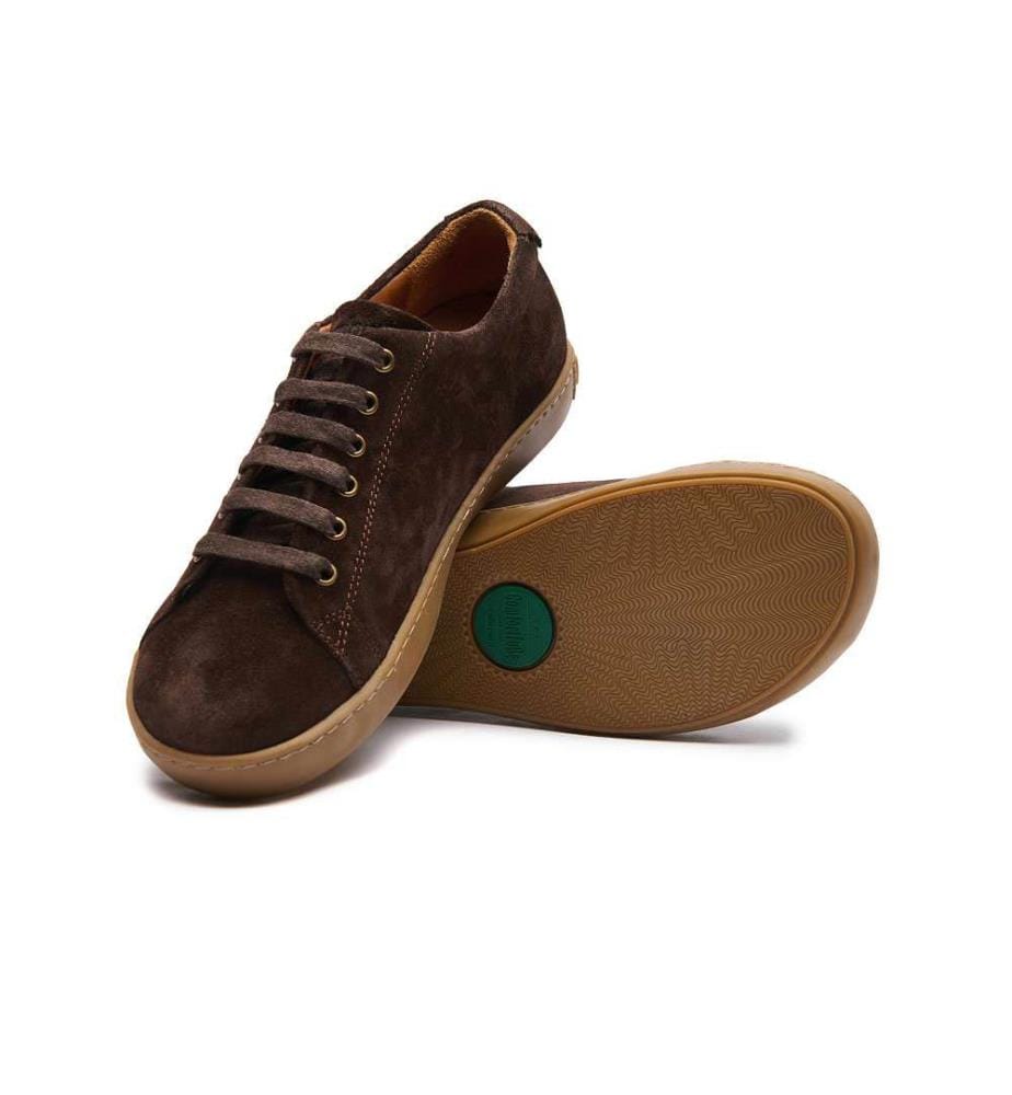 Leder-Sneakers mit anatomisch geformtem Korkfussbett - Braun-Wildleder