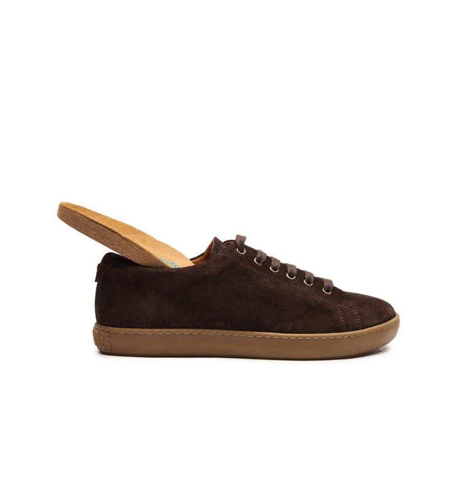 Leder-Sneakers mit anatomisch geformtem Korkfussbett - Braun-Wildleder