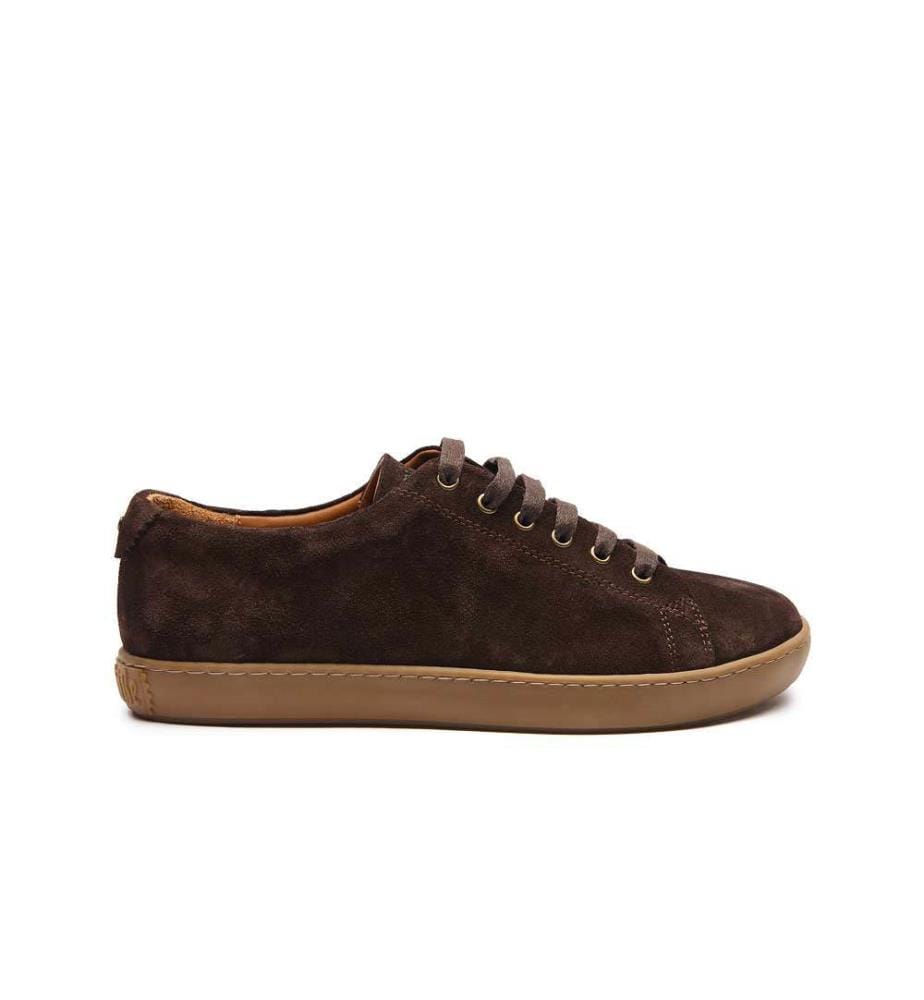 Leder-Sneakers mit anatomisch geformtem Korkfussbett - Braun-Wildleder