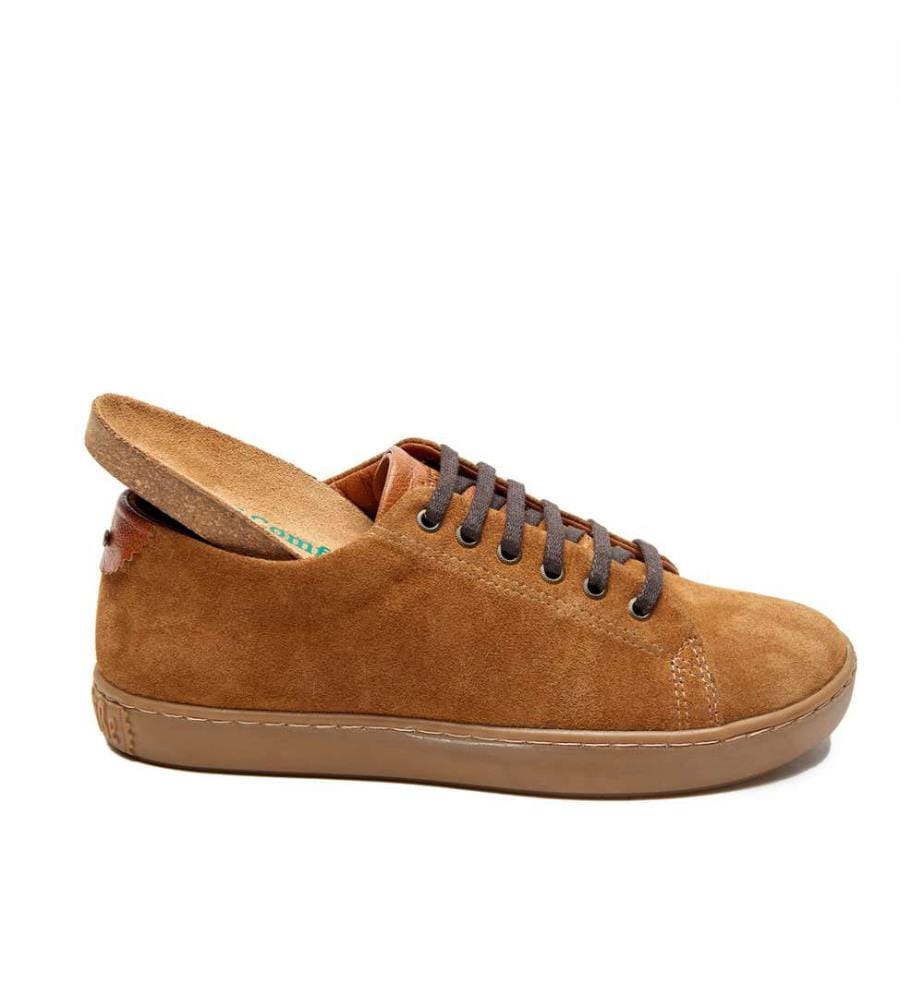 Ledersneakers mit anatomisch geformtem Korkfussbett - Tan-Schildpatt