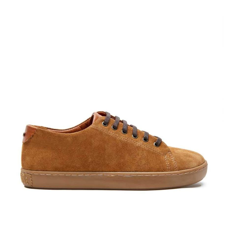 Ledersneakers mit anatomisch geformtem Korkfussbett - Tan-Schildpatt