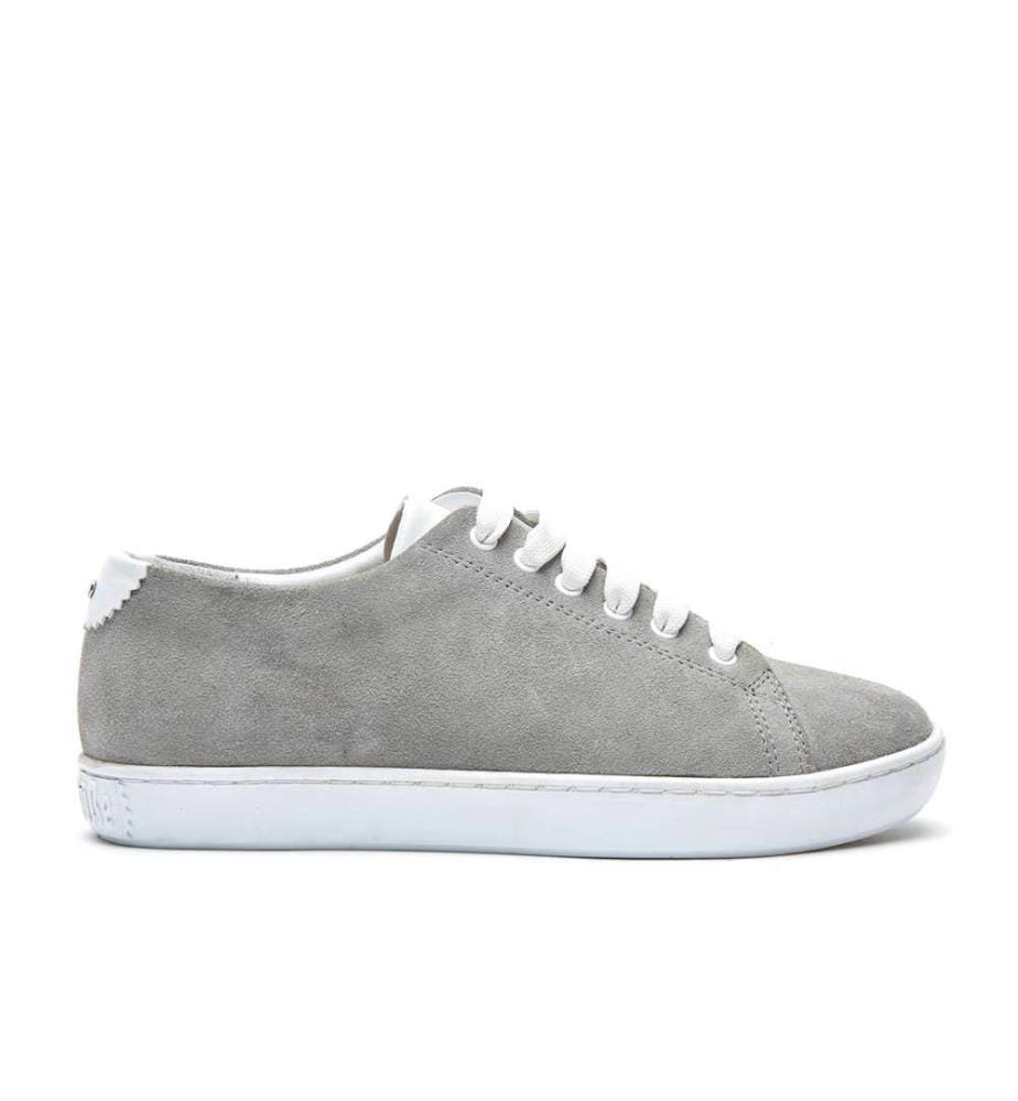 Sneakers aus Leder mit anatomisch geformtem Korkfussbett - Grau-Wildleder
