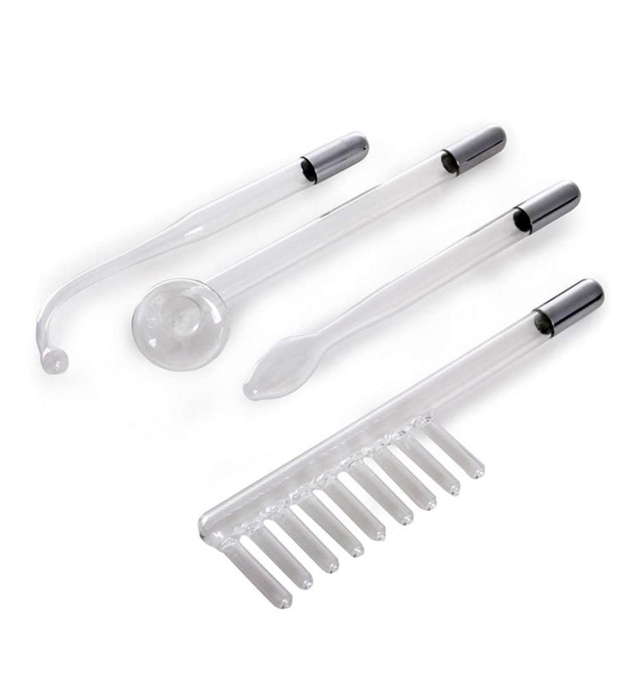 Instrument de beauté portable pour l'électrothérapie à haute fréquence. Comprend 4 têtes.