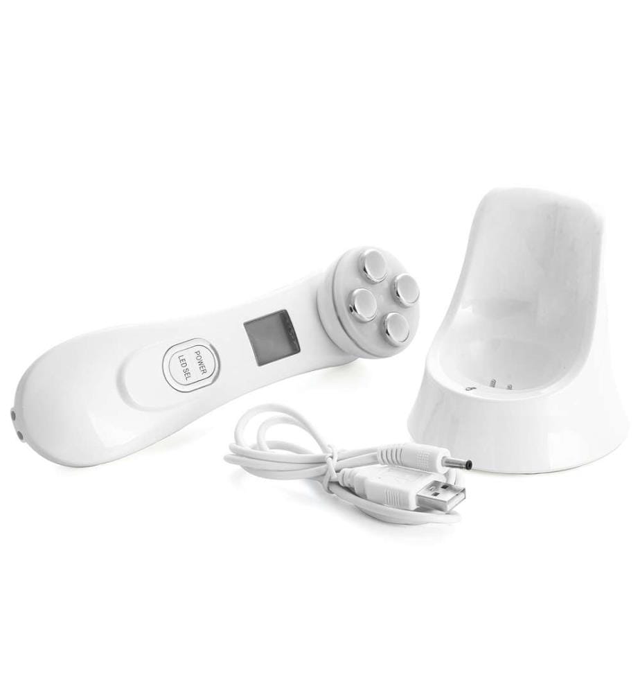 Électrostimulateur pour la peau avec traitement par mésoporation, électroporation, radiofréquence et lumière led - Blanc