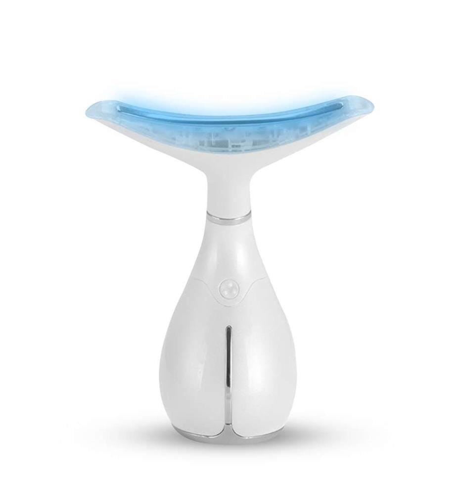 Masseur ultrasonique pour le visage et le cou avec traitement lumineux LED - Blanc