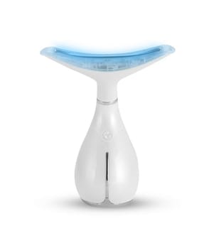Masseur ultrasonique pour le visage et le cou avec traitement lumineux LED - Blanc