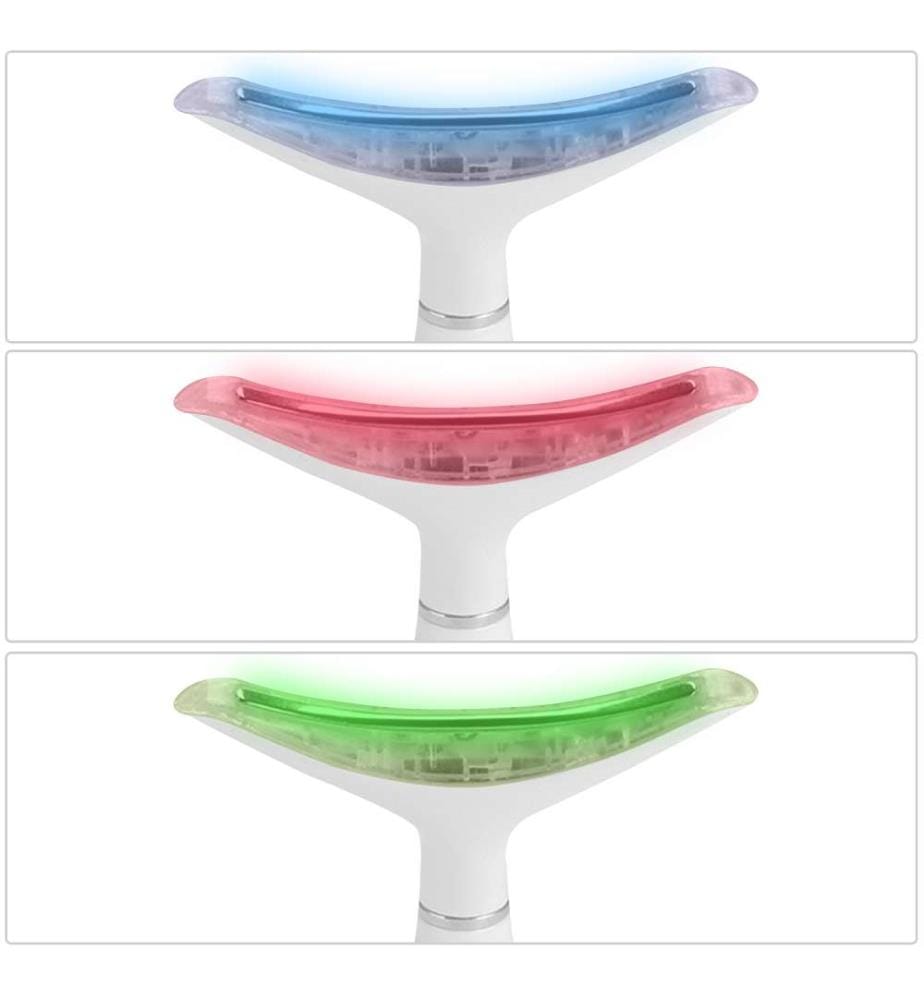 Masseur ultrasonique pour le visage et le cou avec traitement lumineux LED - Blanc