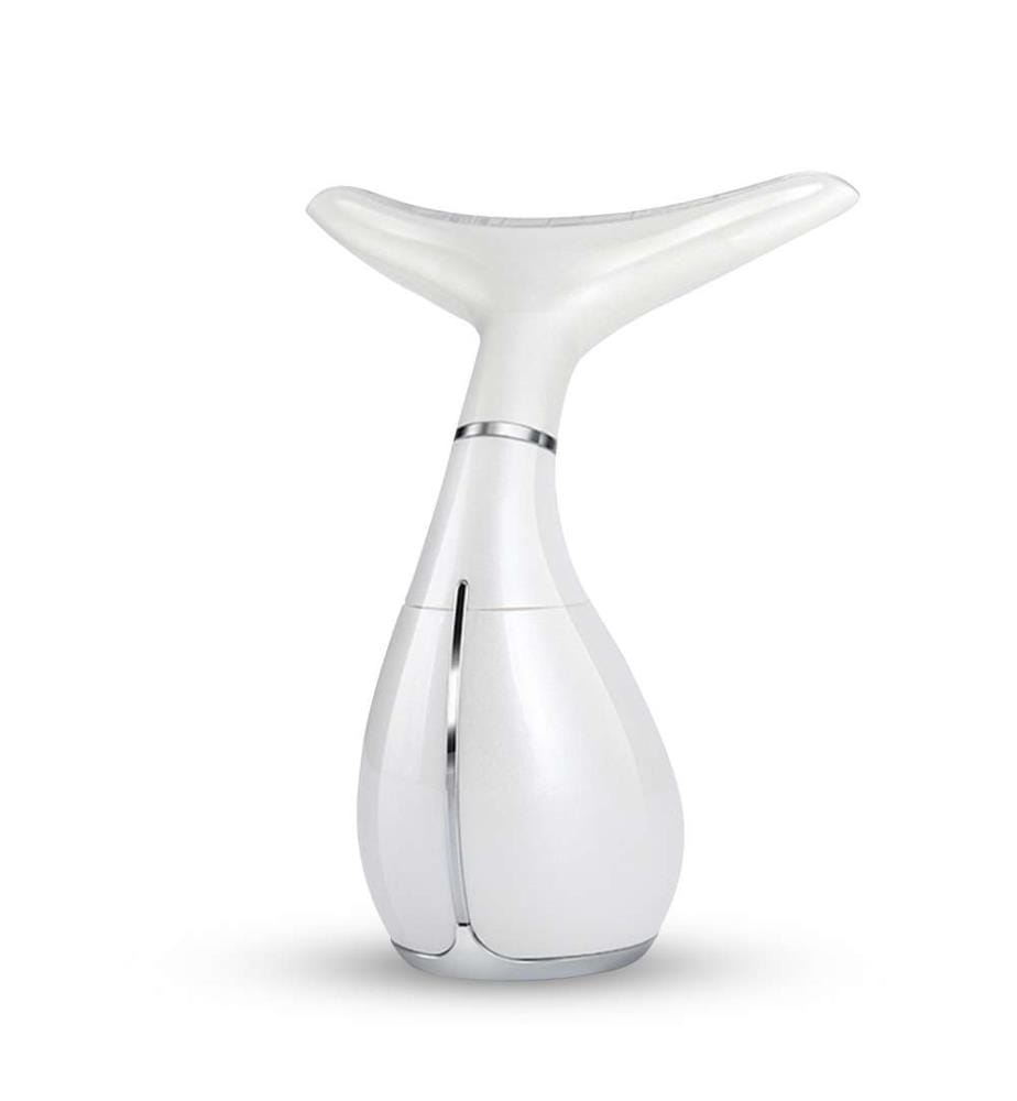 Masseur ultrasonique pour le visage et le cou avec traitement lumineux LED - Blanc