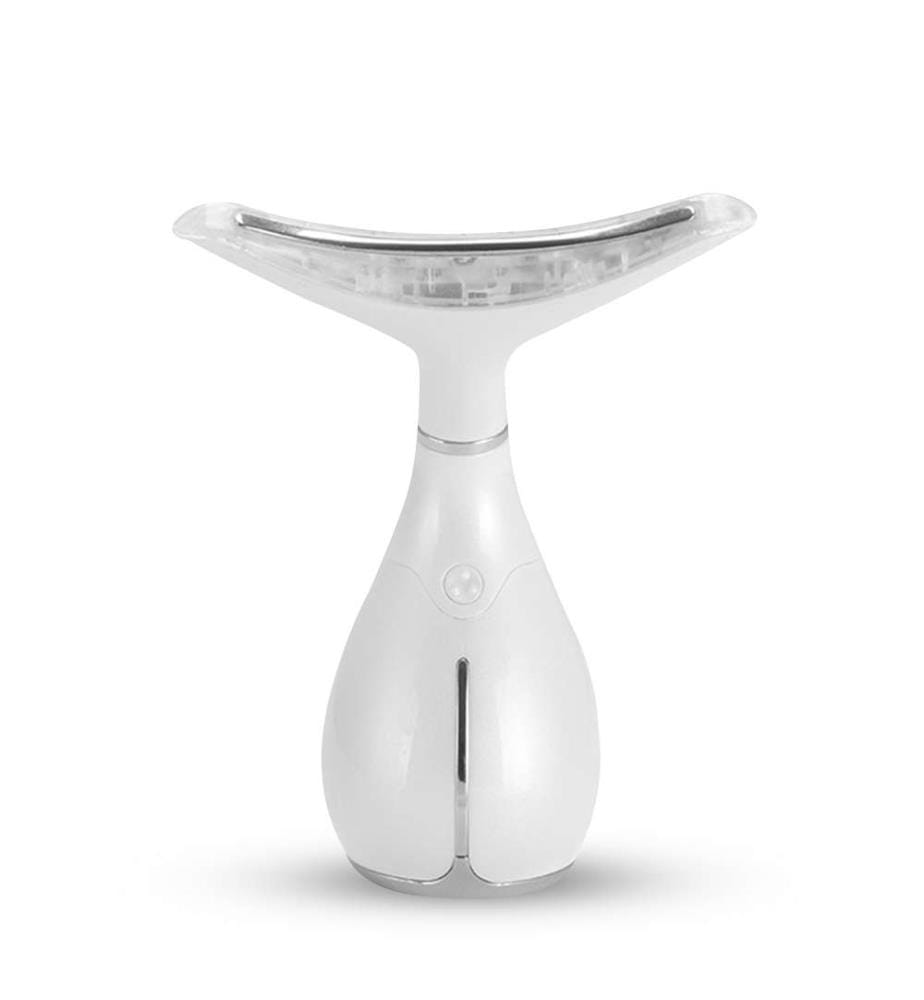 Masseur ultrasonique pour le visage et le cou avec traitement lumineux LED - Blanc