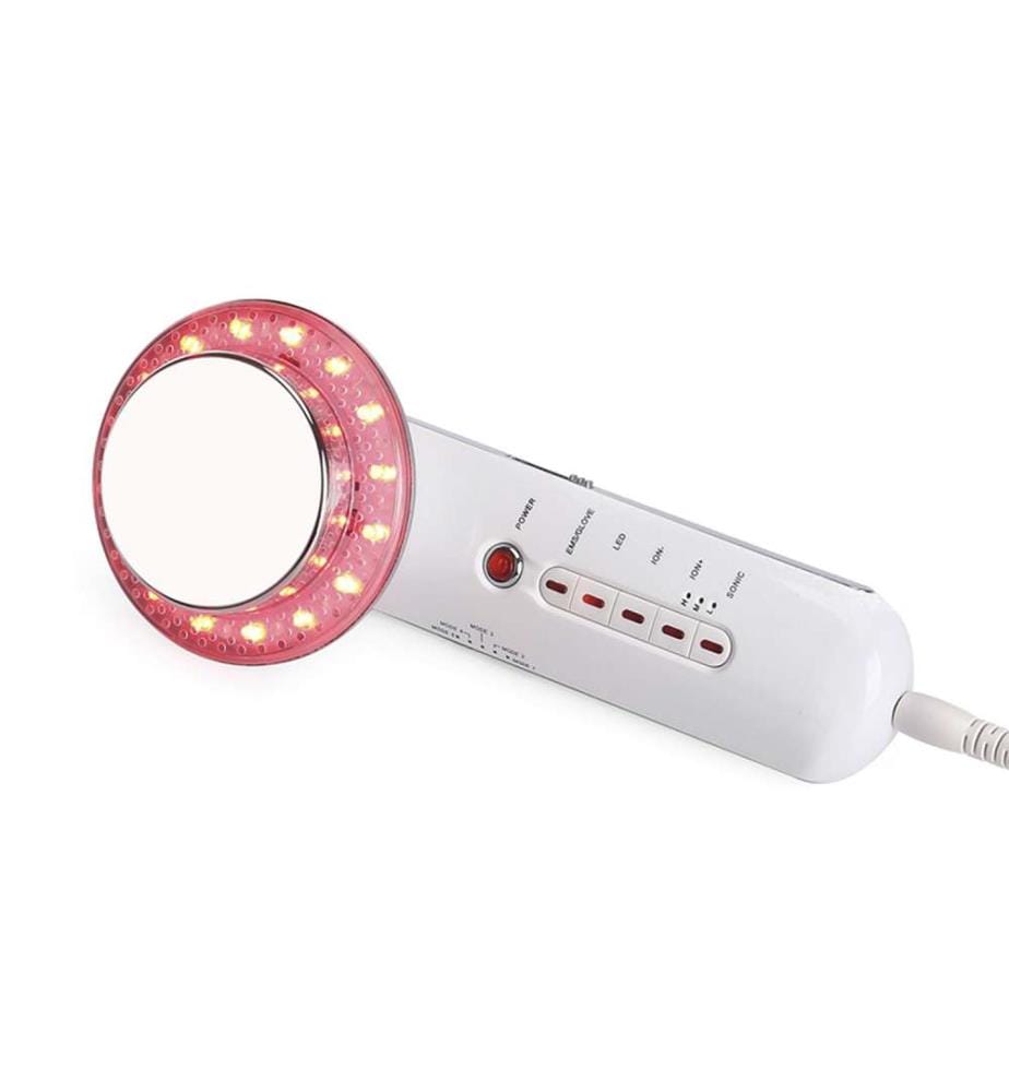 Appareil de beauté à ultrasons EMS 6 en 1 pour les soins de la peau, nettoyage par ions négatifs - Blanc