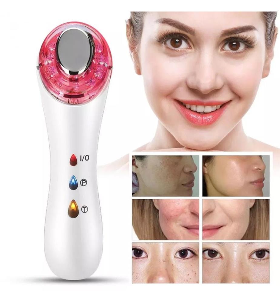 Soin de la peau 3 en 1 avec traitement par lumière LED, masseur et traitement par ultrasons + ions