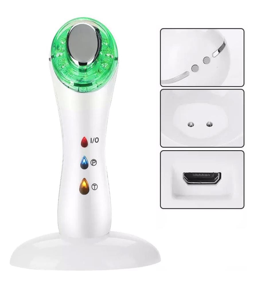 Soin de la peau 3 en 1 avec traitement par lumière LED, masseur et traitement par ultrasons + ions