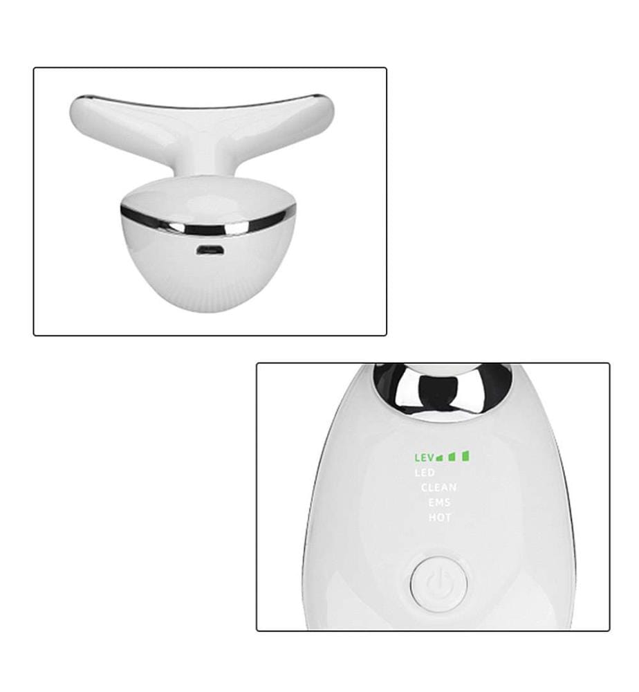 Instrument de beauté pour le cou et le visage avec lumière pulsée led Illumination et rajeunissement de la peau - Blanc