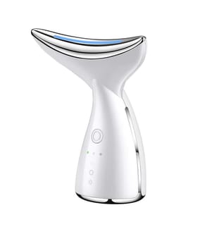 Instrument d'embellissement du cou avec lumière colorée intelligente+ ultrasons+ ultrasons+ ems - Blanc