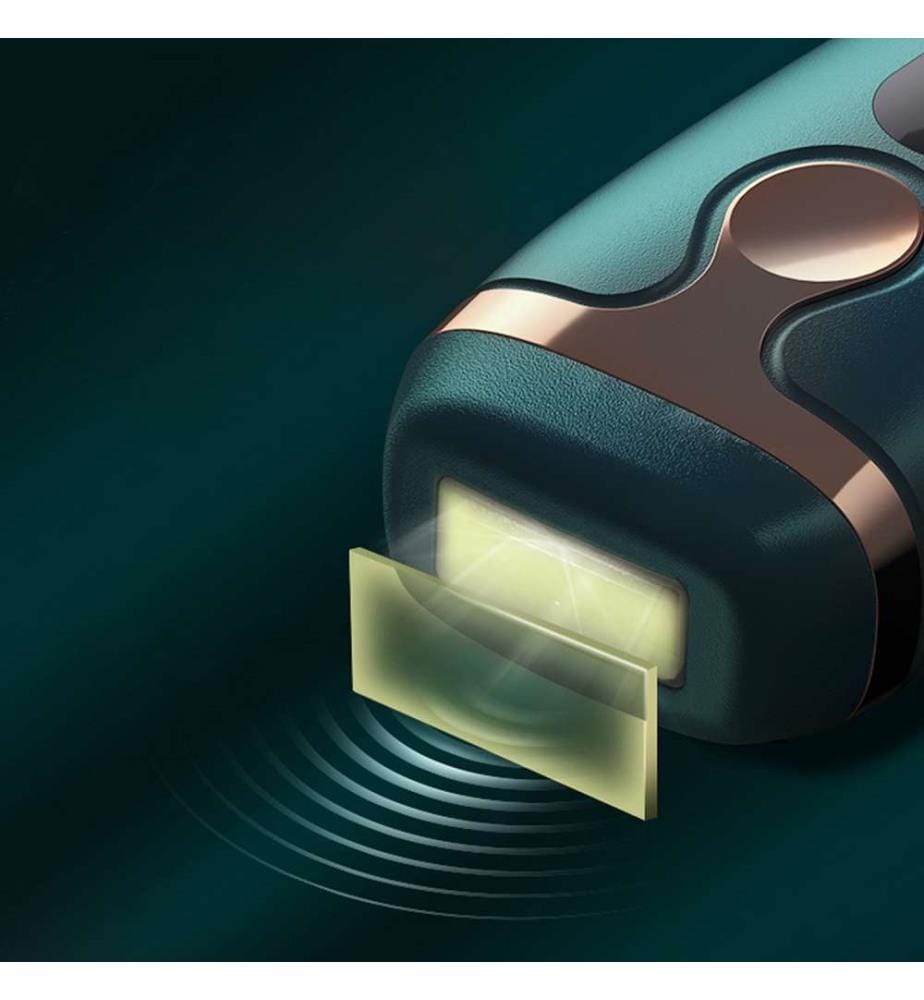 Épilateur à lumière pulsée T58 IPL avec base de chargementRefroidissement enveloppant à 360 degrésGrande et petite têtes remplaçables, épilation plus préciseBase de désinfection avec lampe UV - Vert foncé