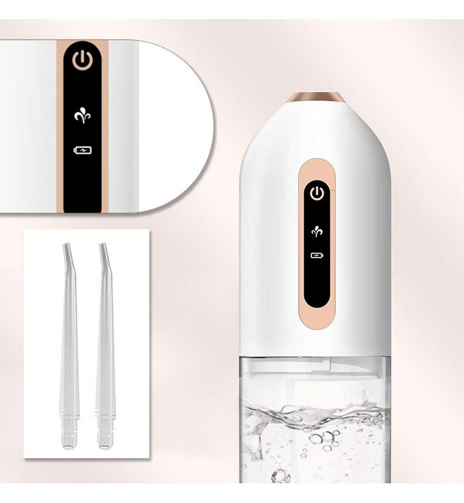 Irrigateur buccal pour le nettoyage et la beauté des dents Technologie d'impulsion à haute fréquence, avec 3 têtes - Blanc