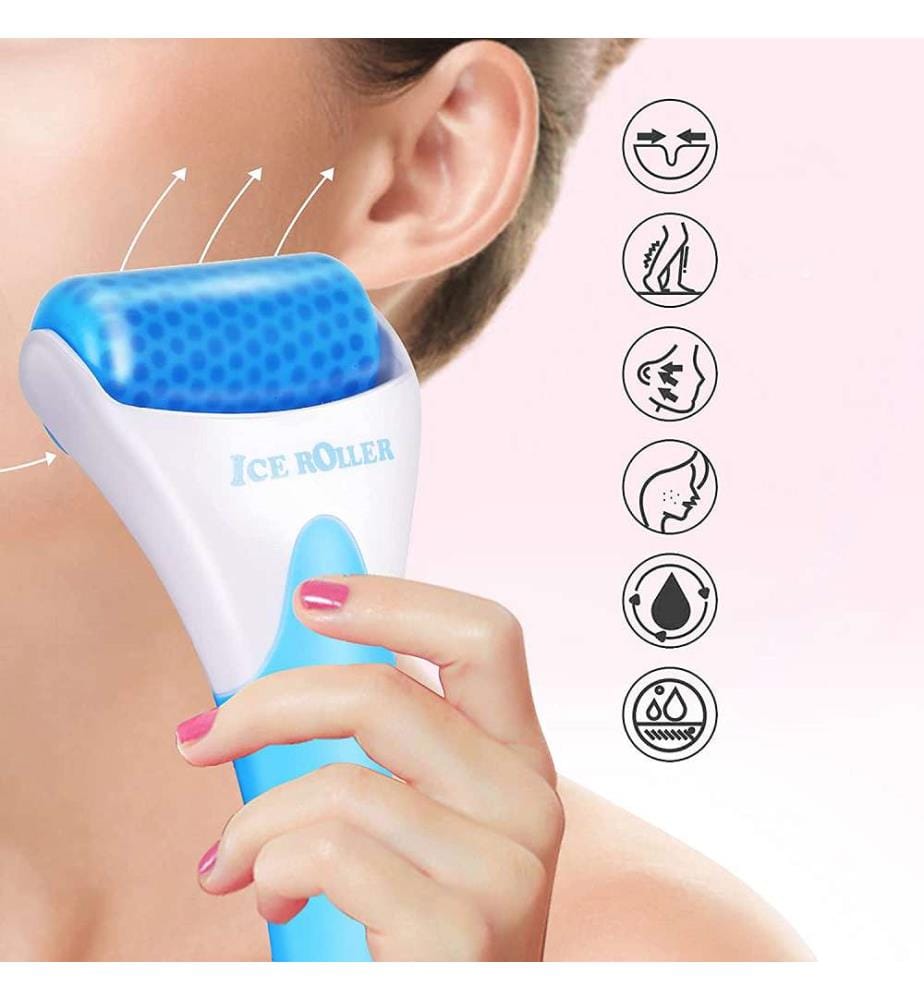 Rouleau de glace pour le visage, instrument de massage et de soin - Bleu
