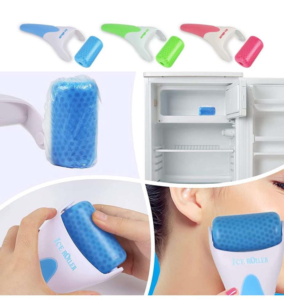 Rouleau de glace pour le visage, instrument de massage et de soin - Bleu