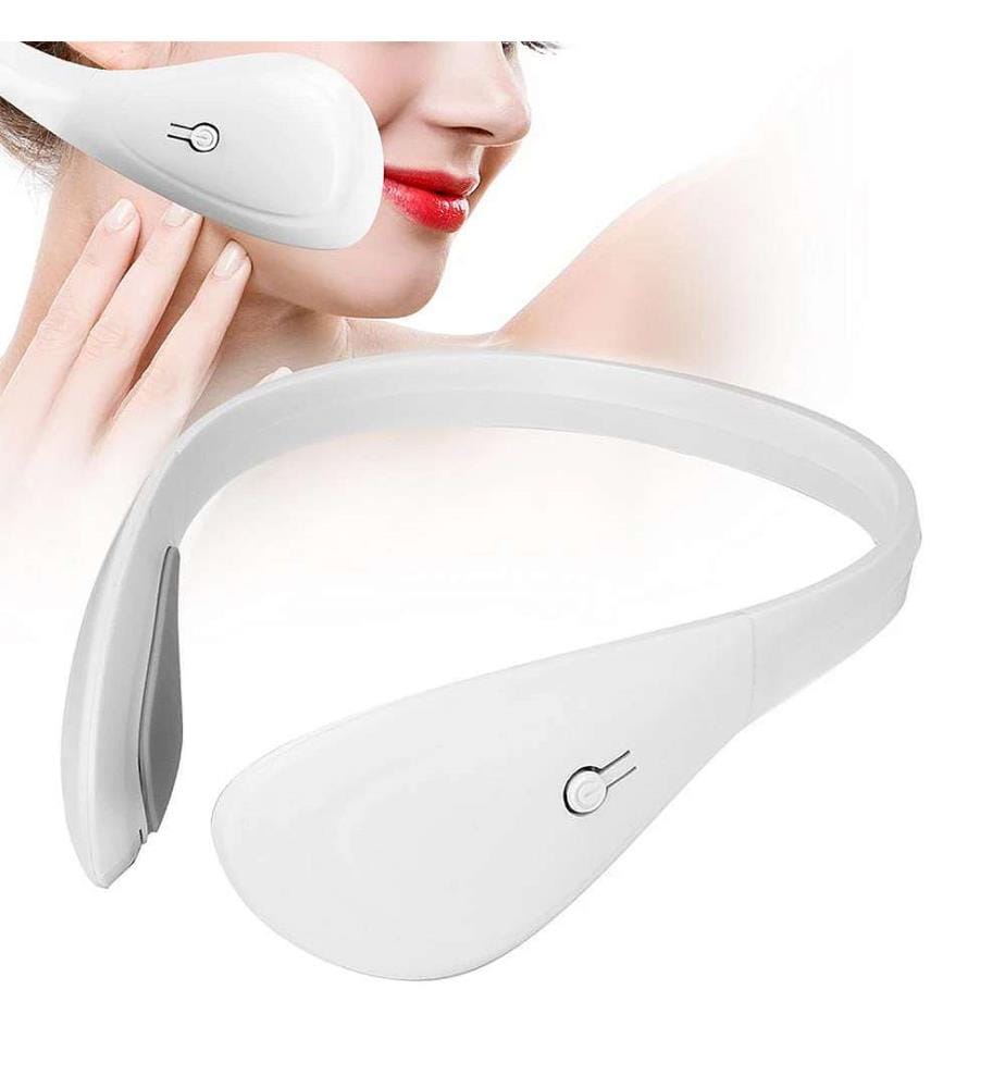 Appareil d'électrostimulation faciale EMS. Raffermit, remodèle et lisse les signes de l'âge - Blanc