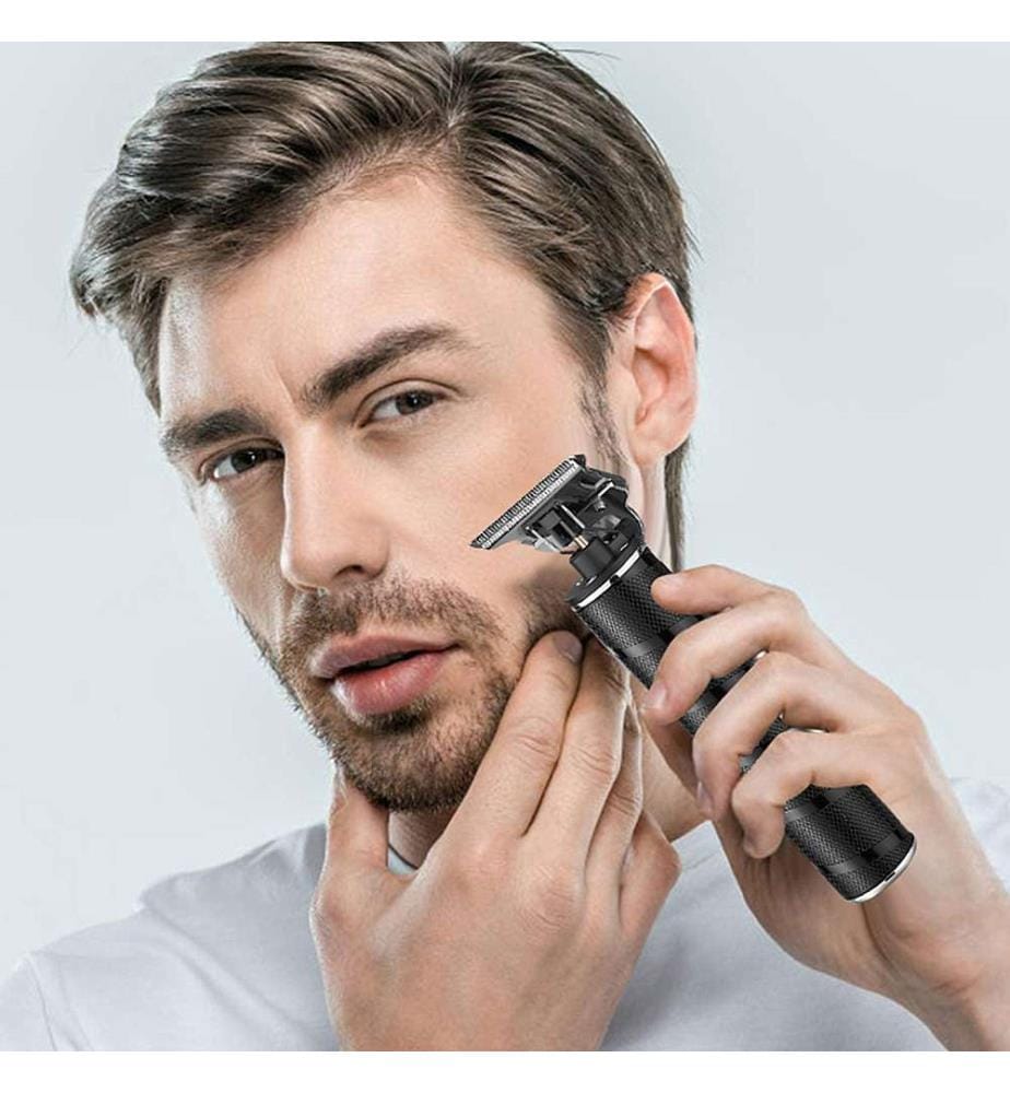 Kit 2 en 1 avec tondeuse pour cheveux et barbe + rasoir pour poils de nez Avec ensemble d'accessoires Batterie rechargeable - Noir