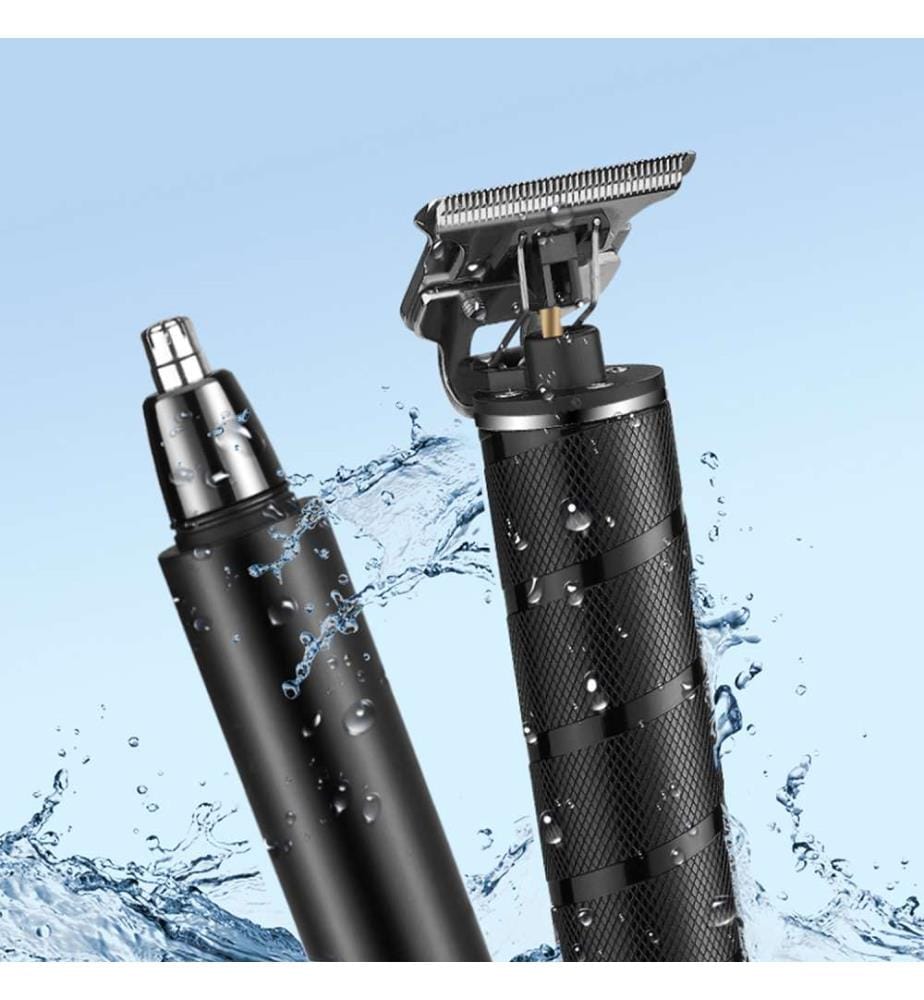 Kit 2 en 1 avec tondeuse pour cheveux et barbe + rasoir pour poils de nez Avec ensemble d'accessoires Batterie rechargeable - Noir