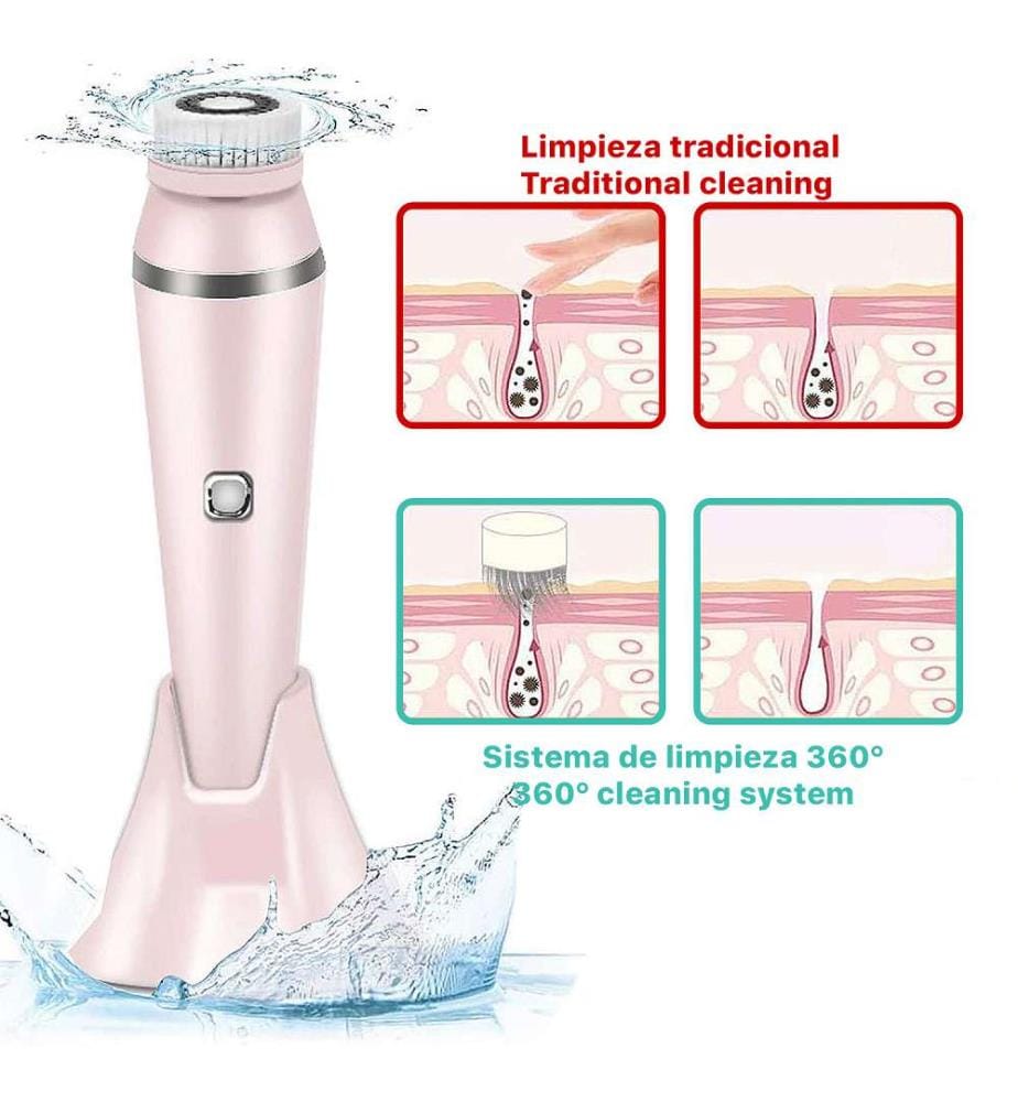 Outil de beauté 4 en 1 Brosse nettoyante avancée pour le visage - Rose pâle