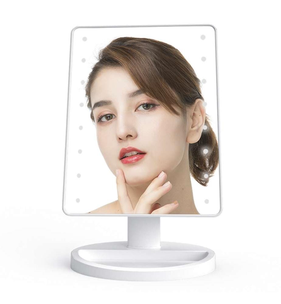 Miroir de maquillage avec 16 lumières LED Capteur tactile, rotation 180° - Blanc