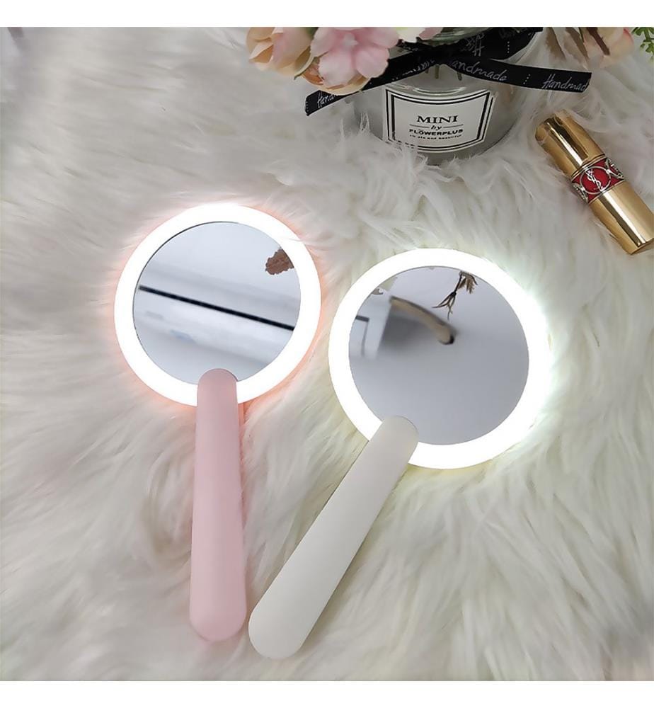 Miroir de maquillage pliable portable avec lumière LED
