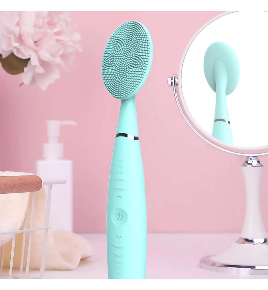 Brosse nettoyante pour le visage, masseur exfoliant Vibrations profondes Batterie rechargeable - Rose clair