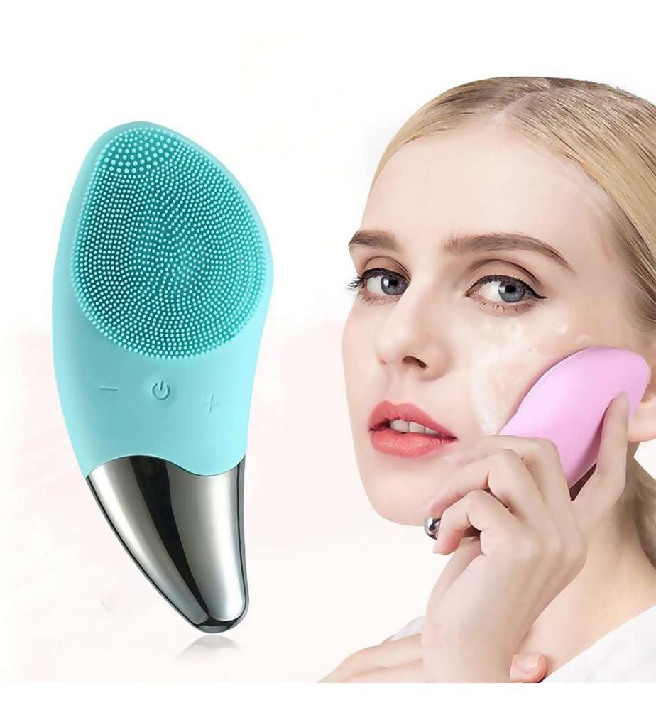 Brosse nettoyante sonique en silicone pour le visage avec massage - Turquoise